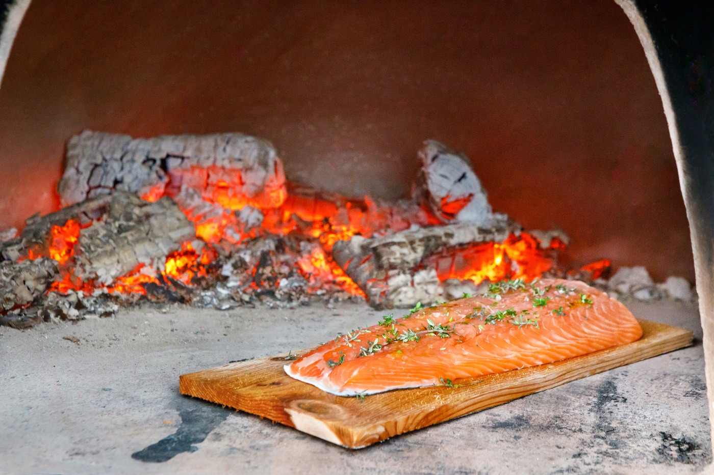 Salmon Cooked in Wood Fired Oven Recipe | Fuego