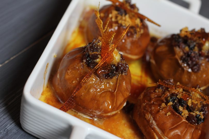 Baked Apples with Raisins and Rum Caramel Sauce - Fuego Recipes